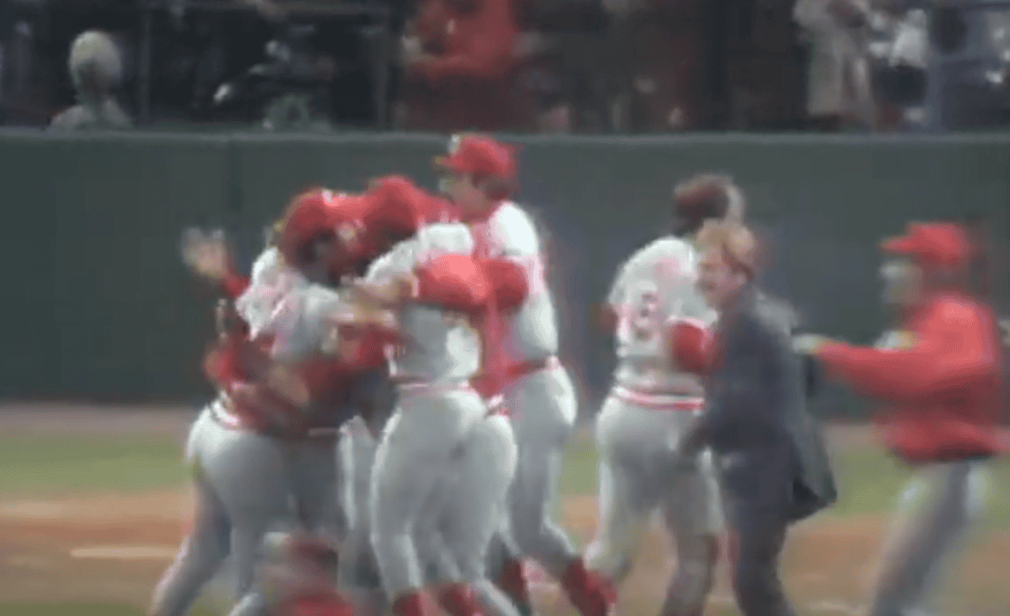 Image depicting Joe Morgan's iconic bloop single that clinched the 1975 World Series for the Big Red Machine.